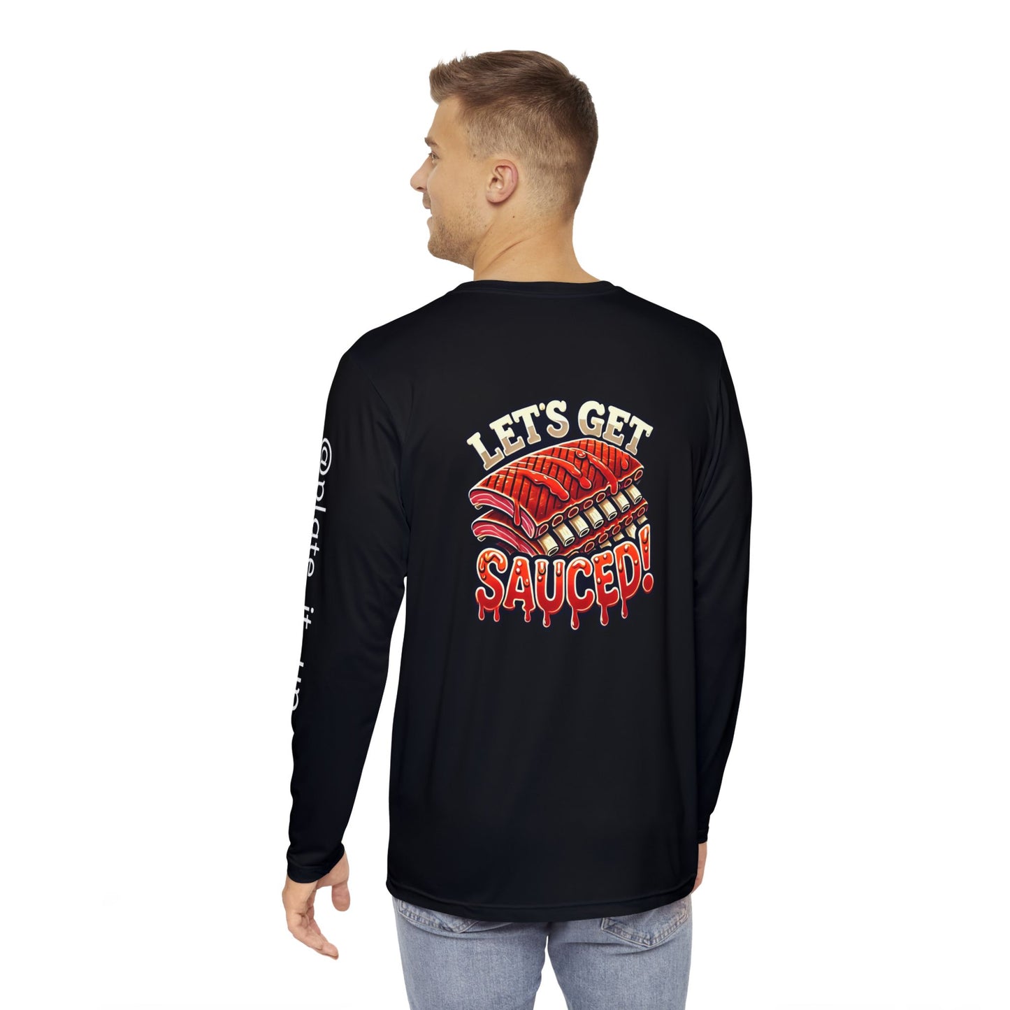 Let's Get Sauced - Plate It Up ! Men's Long Sleeve Shirt (AOP)